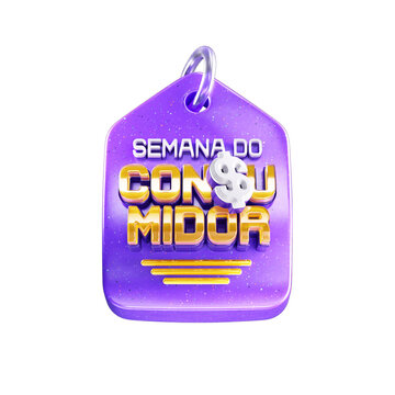 consumer's week sales logo 3d label isolated on a white background