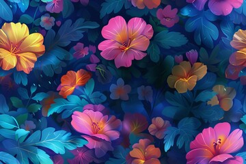 A harmonious seamless floral themed texture pattern for dynamic compositions
