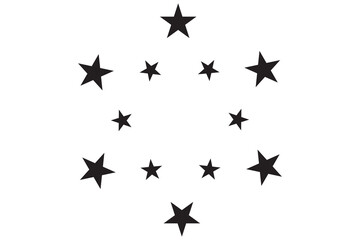 star in circle isolated on white background vector illustration. stars in round circular emblem