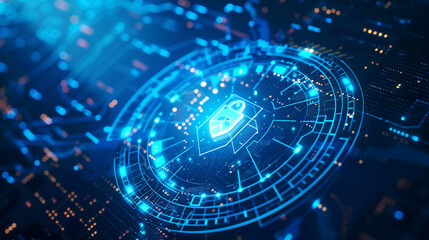 Fototapeta premium Illustration showcasing the cyber security data protection business technology privacy concept featuring an icon security on a virtual display 