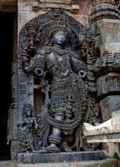Stone Carving of Hoysaleshwara Temple in Halebidu. Karnataka. India.