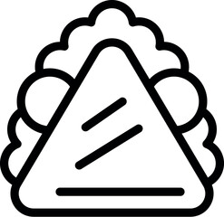 Black and white icon illustrating a steaming hot sandwich outlined