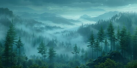 Fototapeta premium Misty Bamboo Forest, generative ai