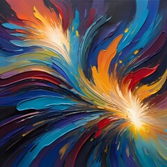 Obraz premium Abstract Art Background Ai Image - Rainbow Color Ai Painting 