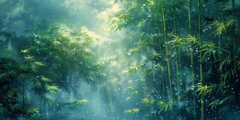Stormy Weather in Lush Bamboo Grove, generative ai