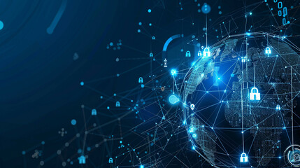 Fototapeta premium design of global network security featuring a globe with locks and network connectionswith secure tech vibes 