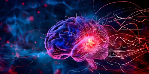 Highlighting a Brain Tumor in an Enhanced Brain Scan Image for Brain Tumor Day. Concept Medical Imaging, Brain Scan, Brain Tumor Awareness, Enhanced Images, Healthcare Technology