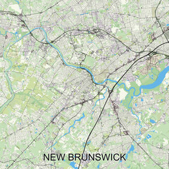 New Brunswick, New Jersey, United States map poster art