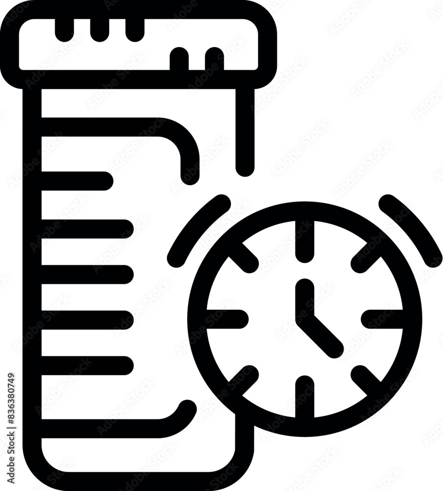 Poster linear icon depicting a todo list alongside a clock, symbolizing efficient time management