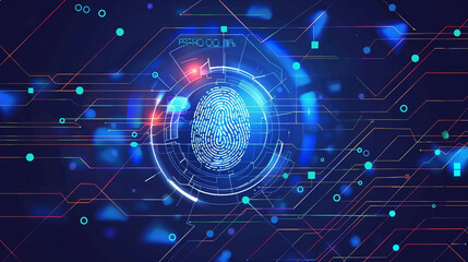 Visual representation of a data protection concept with a scan fingerprint identification system in modern flat cartoon style highlighting secure access and identification 