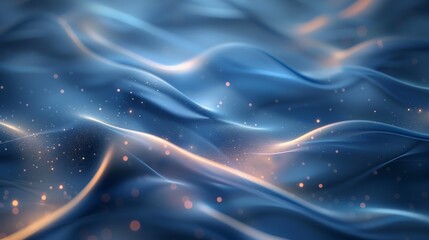 Obraz premium The blue fabric gracefully undulates like ethereal waves, creating a peaceful visual effect. Its delicate texture embodies tranquil beauty in a dynamic design, showcasing a serene and fluid motion