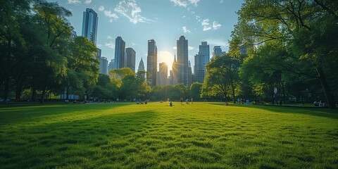 Sustainable Urban Living: Park in the Skyline, generative ai