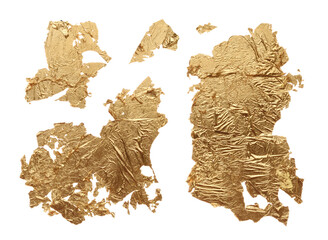 PNG Art Bronze glittering  smear brushstroke stain painting blot isolated on transparent background. Abstract Gold leaf crumbled texture.