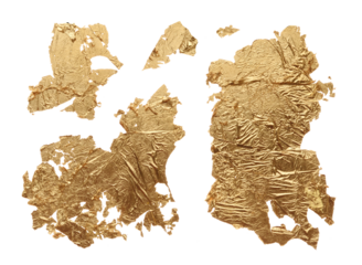 PNG Art Bronze glittering  smear brushstroke stain painting blot isolated on transparent background. Abstract Gold leaf crumbled texture.