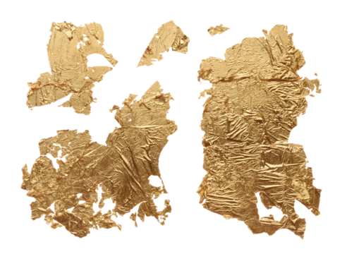 PNG Art Bronze glittering  smear brushstroke stain painting blot isolated on transparent background. Abstract Gold leaf crumbled texture.