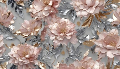 Fototapeta premium 3d floral wallpaper pattern