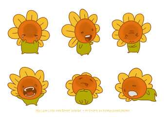 cute sunflower chibi art style with many expression