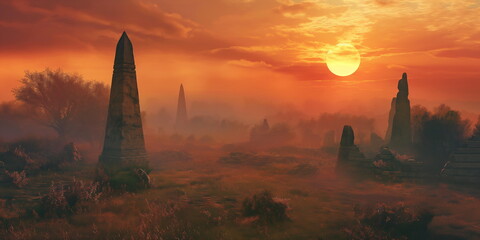 Obraz premium In a mystical atmosphere Among the misty sunrises _015