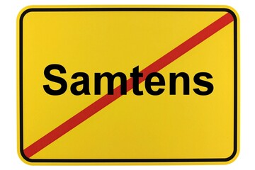 Illustration eines Ortsschildes der Gemeinde Samtens in Mecklenburg-Vorpommern