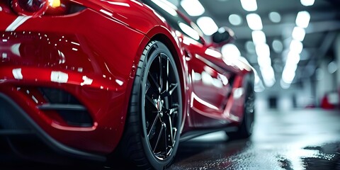 Capturing the Modern Design of a Sleek Red Luxury Sports Car. Concept Luxury Sports Car, Sleek Design, Modern Aesthetics, Automotive Photography, Red Color Palette