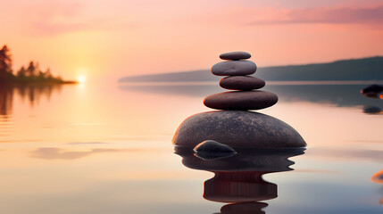 A pile of smooth stones stacked on top of each other