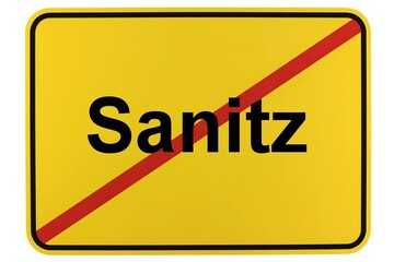 Illustration eines Ortsschildes der Gemeinde Sanitz in Mecklenburg-Vorpommern