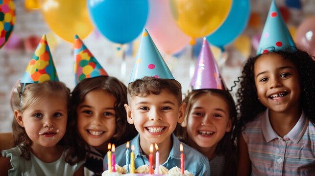 children celebrating birthday party