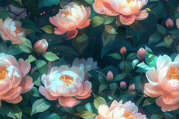 A vibrant seamless blossom themed pattern backdrop for engaging visual elements