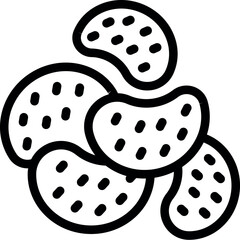 Line art vector illustration of five cookies, ideal for culinary designs