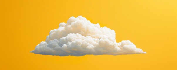 White fluffy cloud against yellow background