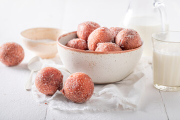 Hot and homemade mini doughnuts as a summer snack.