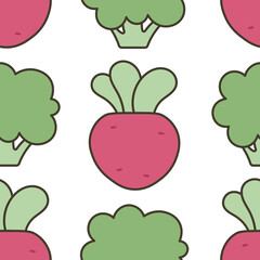 Cartoon farm elements and characters. Seamless pattern. Hand drawn style. Vector drawing. Design ornaments.