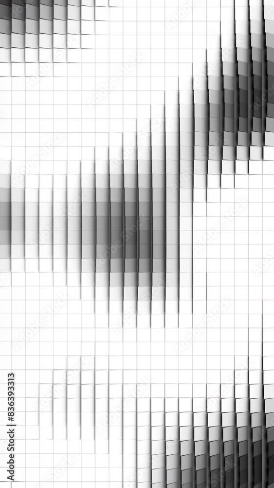 Aufkleber Surface with dynamic moving tiles that change color to black. Abstract geometric animation loop. Seamless 3d render background with noise motion pattern. Vertical video