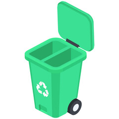 Isometric Open Trash Can