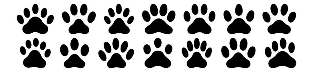 Paw silhouettes set, pack of vector silhouette design, isolated background