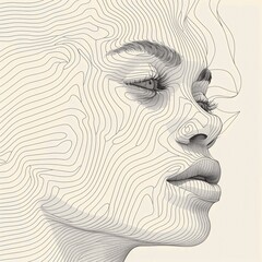 High-quality contour portrait illustration.