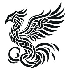 Phoenix tattoo. Vector pattern in the style of Celtic braiding.
