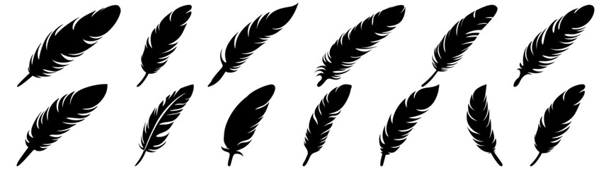 Feather silhouette set vector design big pack of illustration and icon