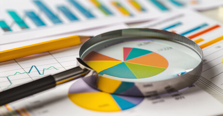 A Magnifying Glass is used for detailed analysis of financial data in graphs and charts