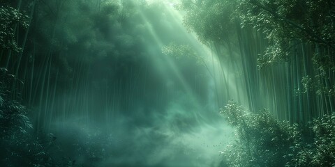 Otherworldly Mystery of Foggy Bamboo Thicket, generative ai