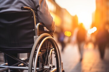 Disabled person in wheelchair care accessibility disability medical treatment health support confidence rehabilitation communication diversity inclusion togetherness humans help assistance