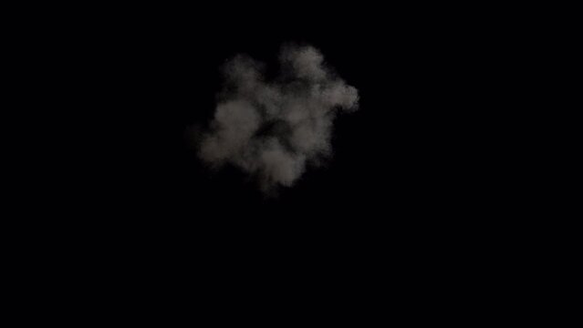 Massive explosion up in the sky as seen from below, three different speeds, 4K 30p WITH ALPHA CHANNEL for transparent background