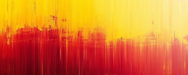 Abstract painting with yellow and red vertical streaks