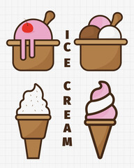 Ice creams set summer