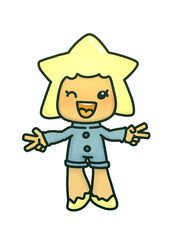 mascot star with peace hand and smile