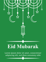 Eid Mubarak Card, Eid poster,  green