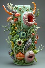 Fototapeta premium Whimsical portrayals of the symbiotic relationship between bacteria and our digestive system, super realistic