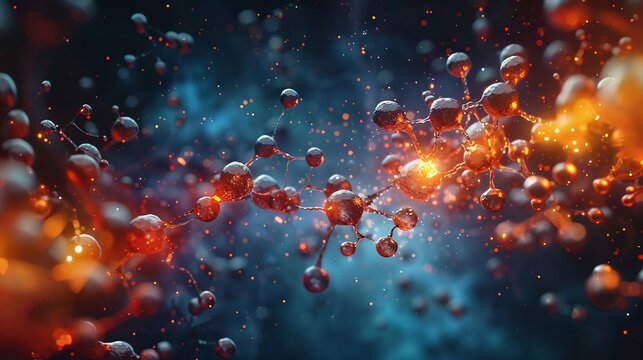 Capture the concept of reaction rate through a dynamic digital artwork showing molecules colliding in a highspeed