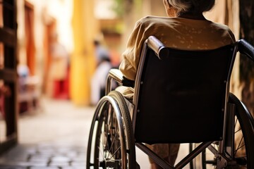 Disabled person in wheelchair care accessibility disability medical treatment health support confidence rehabilitation communication diversity inclusion togetherness humans help assistance