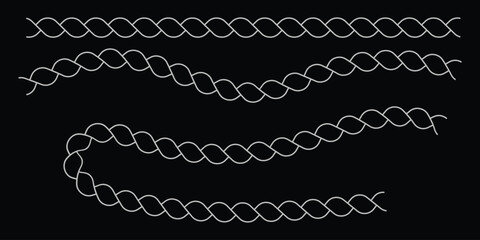 Twisted and straight rope set. Vector design elements. Rope Vector. Rope Design.